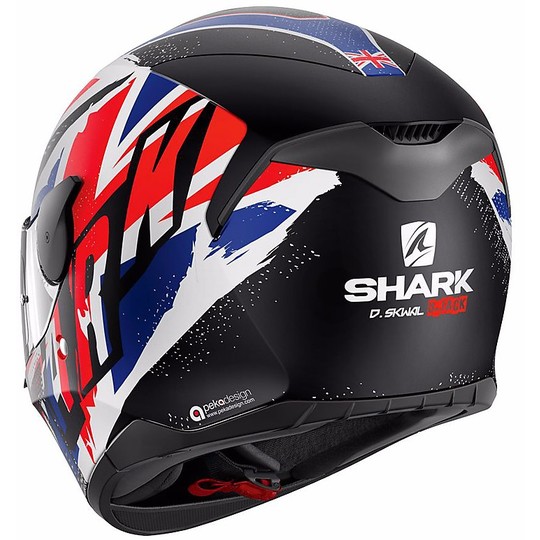 Casque de moto intégral Shark D-SKWAL UJACK Mat Blanc Rouge Bleu