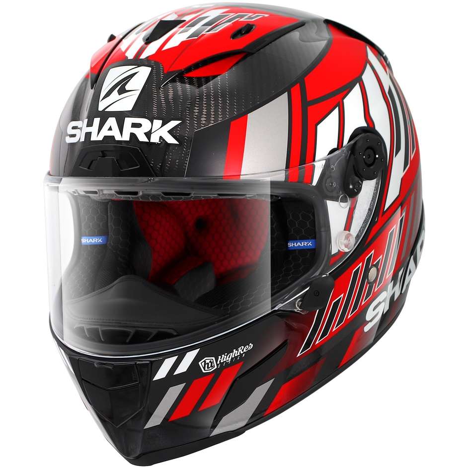 Casque de moto intégral Shark RACE-R PRO CARBON ZARCO SPEEDBLOCK Rouge Blanc