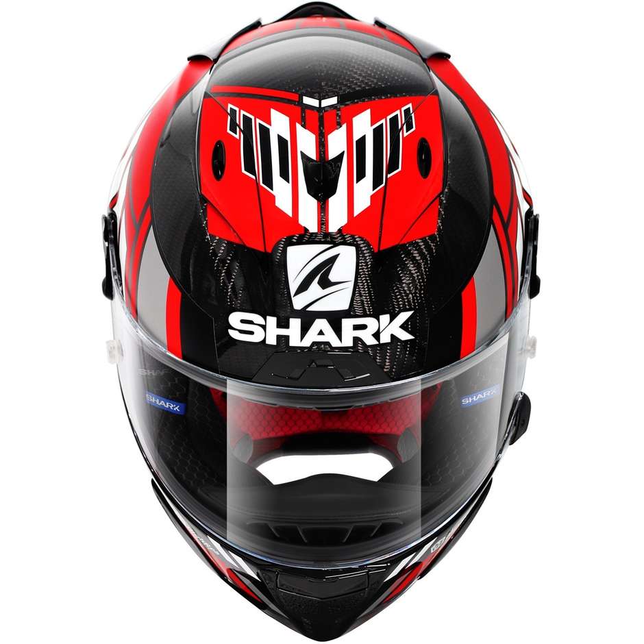 Casque de moto intégral Shark RACE-R PRO CARBON ZARCO SPEEDBLOCK Rouge Blanc