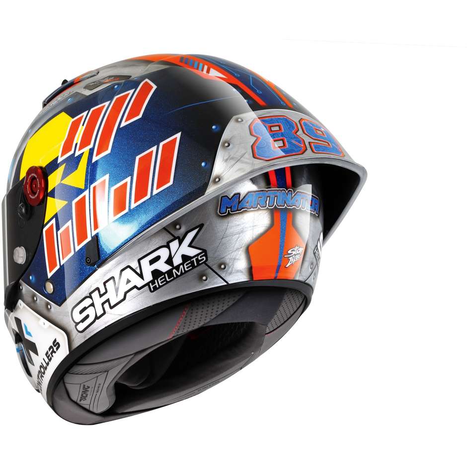 Casque de moto intégral Shark RACE-R PRO GP MARTINATOR SIGNATURE Bleu Chrome Orange