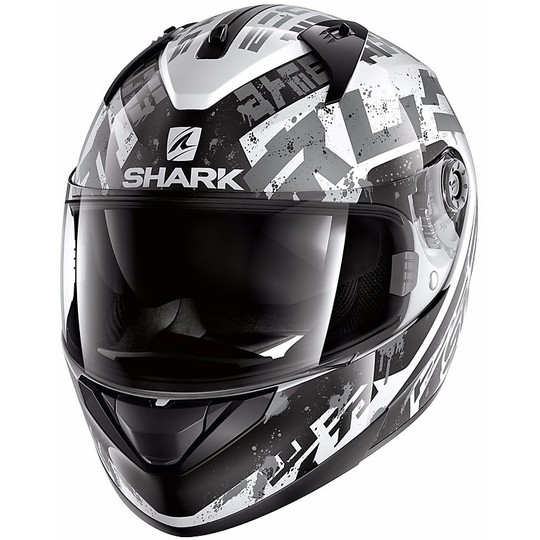 Casque de moto intégral Shark RIDILL Kengal blanc noir