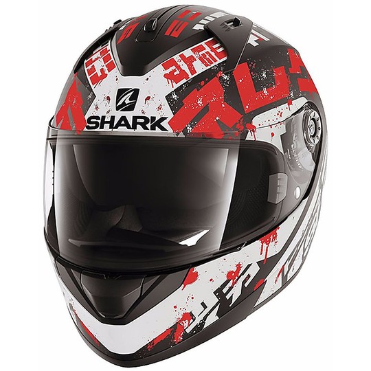 Casque de moto intégral Shark RIDILL Kengal Mat Blanc Rouge