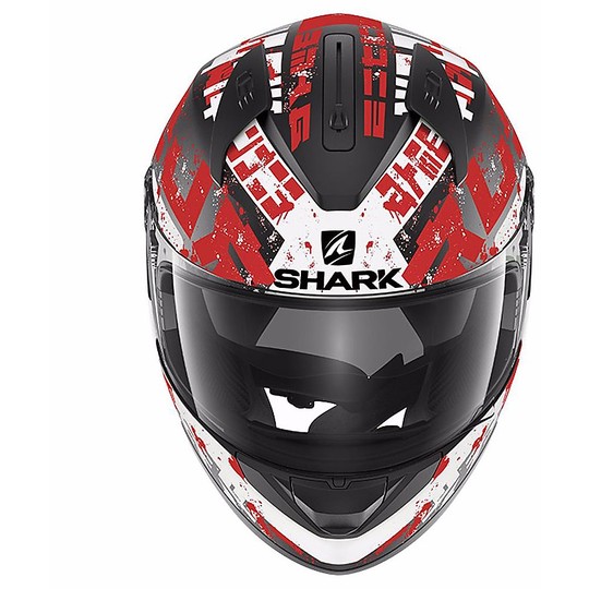 Casque de moto intégral Shark RIDILL Kengal Mat Blanc Rouge