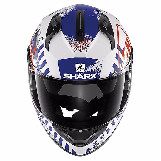 Casque de moto intégral Shark RIDILL SKYD Blanc Bleu Rouge