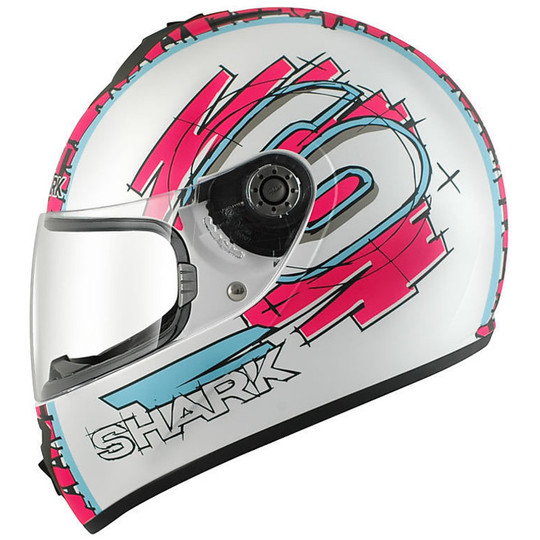 Casque de moto intégral Shark S600 PINLOCK SWAG Blanc Fuchsia