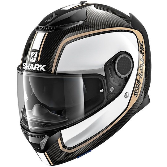 Casque de moto intégral Shark SPARTAN CARBON 1.2 Priona Carbon White Gold