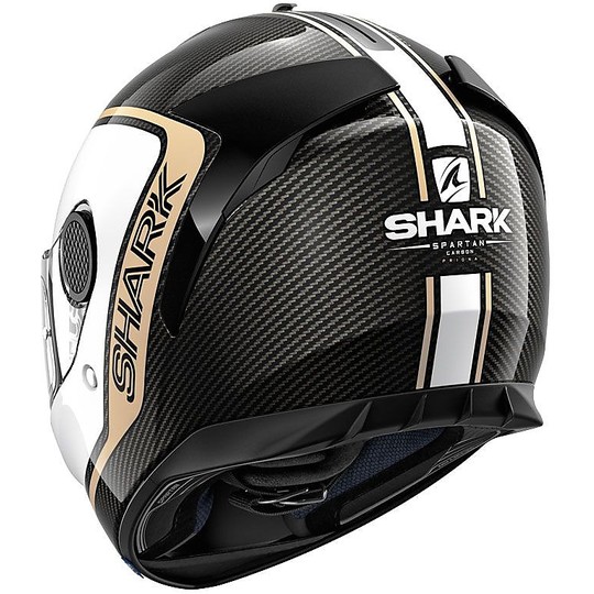 Casque de moto intégral Shark SPARTAN CARBON 1.2 Priona Carbon White Gold