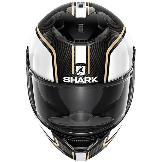 Casque de moto intégral Shark SPARTAN CARBON 1.2 Priona Carbon White Gold