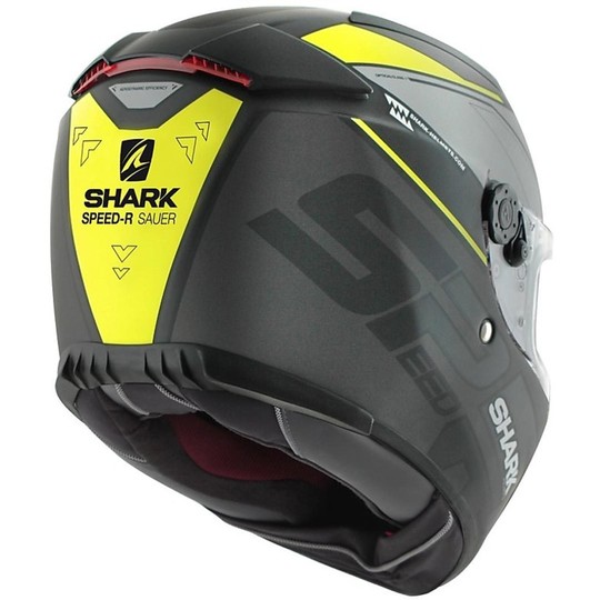 Casque de moto intégral Shark SPEED-R 2 SAUER noir mat jaune