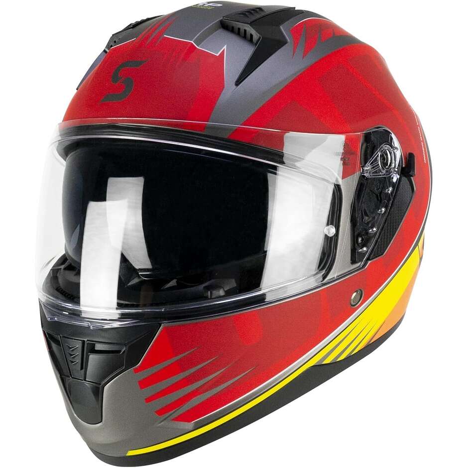 Casque de moto intégral Ska-P 3MHG SPEEDER SPORT rouge mat jaune