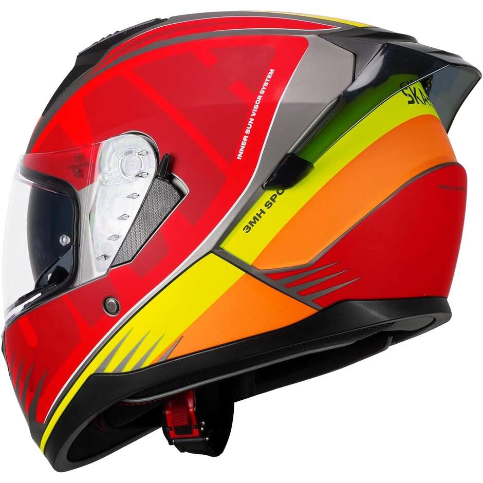 Casque de moto intégral Ska-P 3MHG SPEEDER SPORT rouge mat jaune