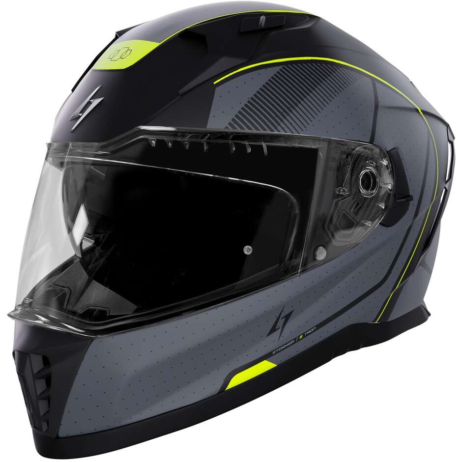 Casque de moto intégral Stormer BLASTER TRON jaune fluo métal mat