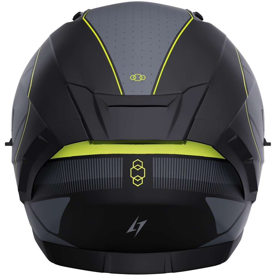 Casque de moto intégral Stormer BLASTER TRON jaune fluo métal mat