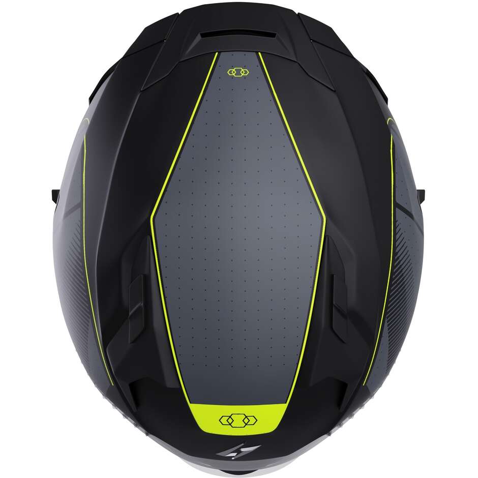 Casque de moto intégral Stormer BLASTER TRON jaune fluo métal mat