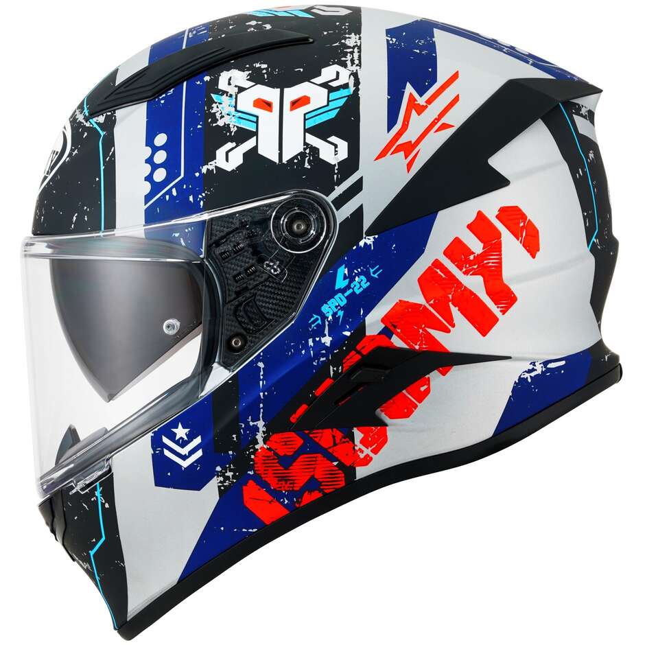 Casque de moto intégral Suomy SPEEDSTAR TACTIC argent mat rouge