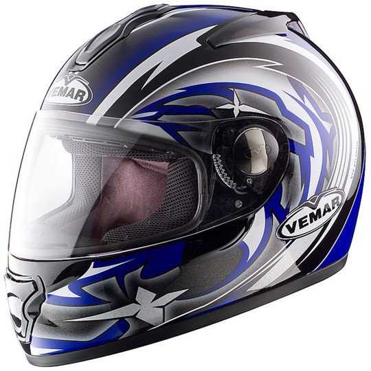 Casque de moto intégral Vemar VTX EVO en fibre Tricomposita Multi noir gris bleu