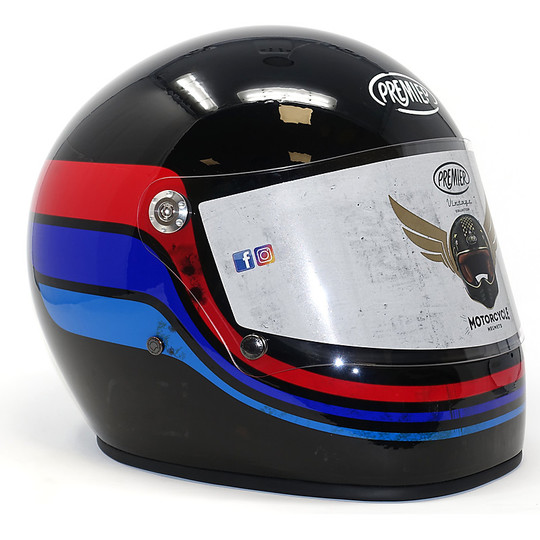 Casque de moto intégral Vintage Premier Trophy BRT9 Glossy Black