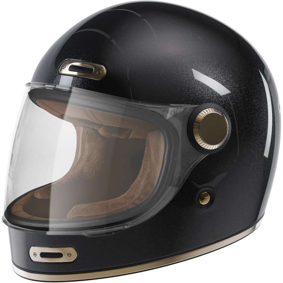 Casque de moto intégral vintage Stormer HISTORY Pearl Black