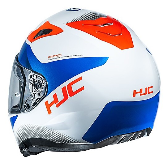 Casque de moto intégrale double visière HJC i70 TAS MC26H blanc bleu rouge