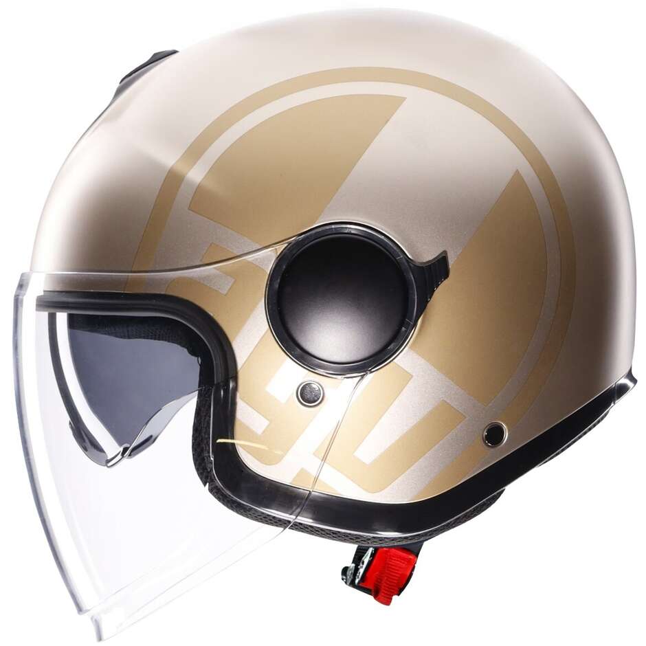 Casque de moto Jet AGV ETERES SIROLO Blanc Mat Or