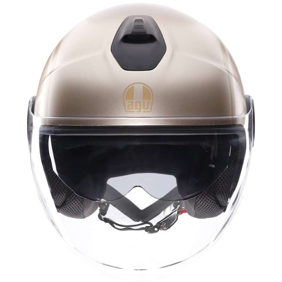 Casque de moto Jet AGV ETERES SIROLO Blanc Mat Or