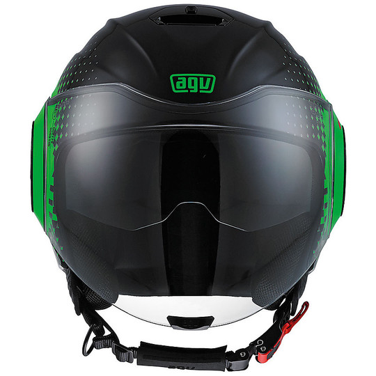 Casque de moto Jet Agv Fluid Double Visor New 2016 Multi Pix Black Green