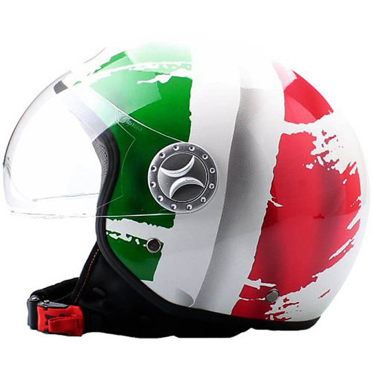 Casque de moto Jet Bhr 701 Fashion avec visière de drapeau italien