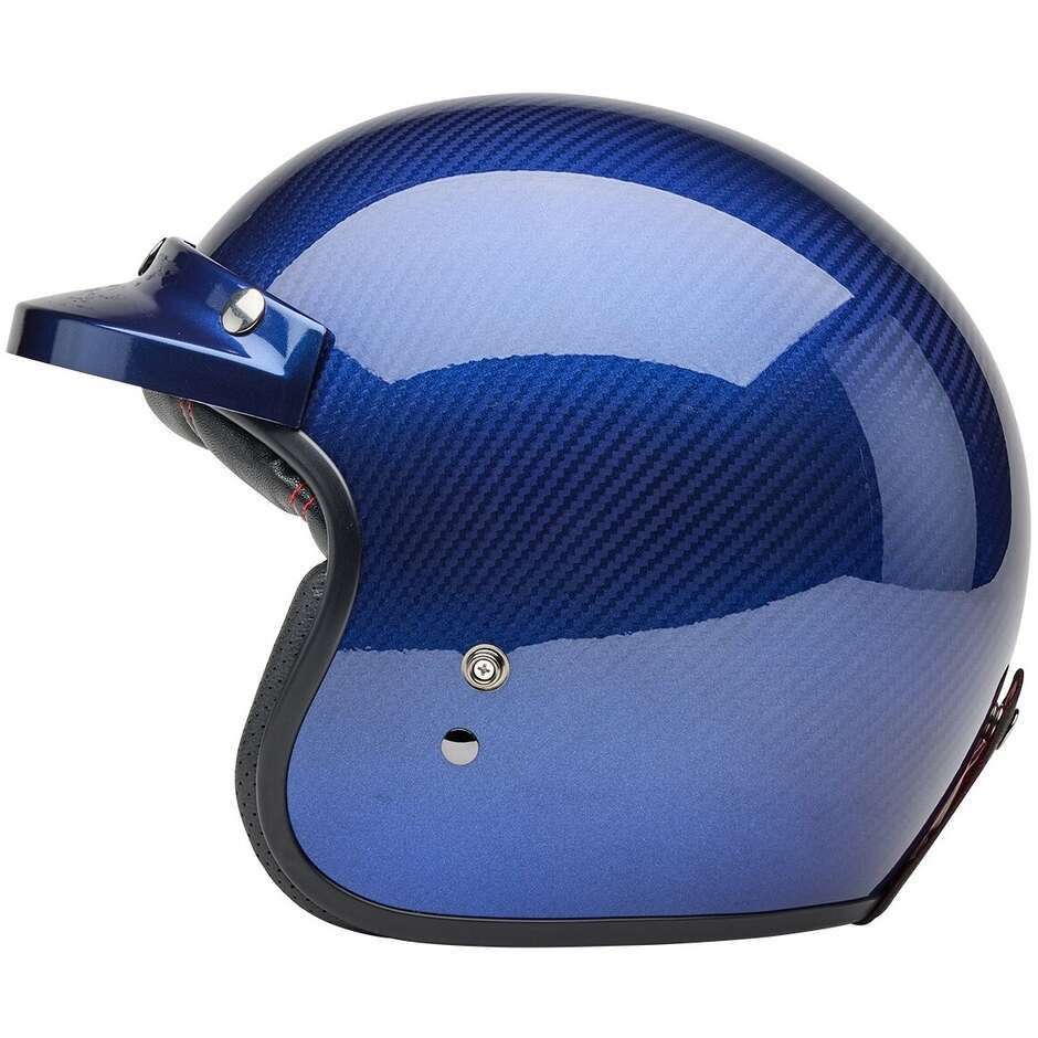 Casque de moto Jet Cafè Racer Bell CUSTOM 500 CARBON STEVE MCQUEEN LEMANS Bleu métallisé