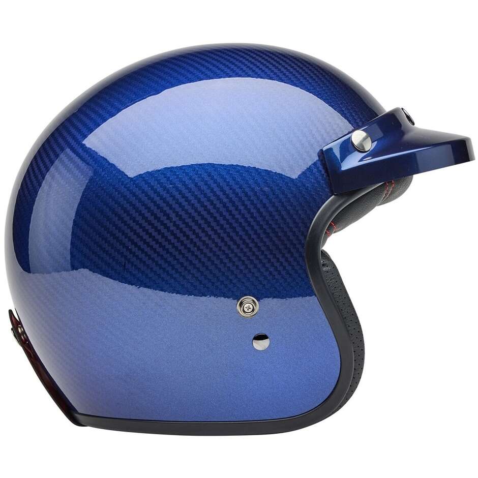 Casque de moto Jet Cafè Racer Bell CUSTOM 500 CARBON STEVE MCQUEEN LEMANS Bleu métallisé