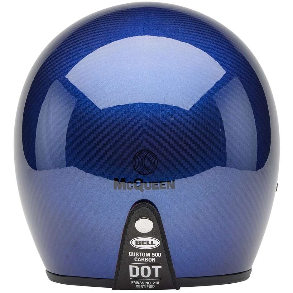 Casque de moto Jet Cafè Racer Bell CUSTOM 500 CARBON STEVE MCQUEEN LEMANS Bleu métallisé