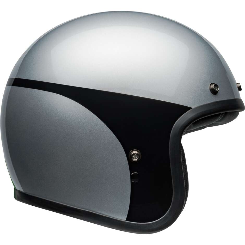 Casque de moto Jet Cafè Racer Bell CUSTOM 500 CHASSIS Argent Noir Brillant