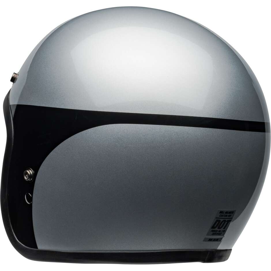 Casque de moto Jet Cafè Racer Bell CUSTOM 500 CHASSIS Argent Noir Brillant
