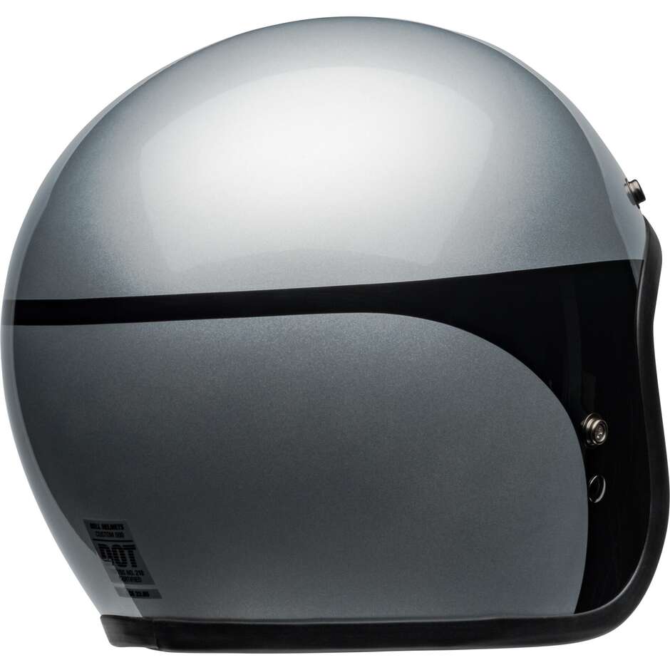 Casque de moto Jet Cafè Racer Bell CUSTOM 500 CHASSIS Argent Noir Brillant
