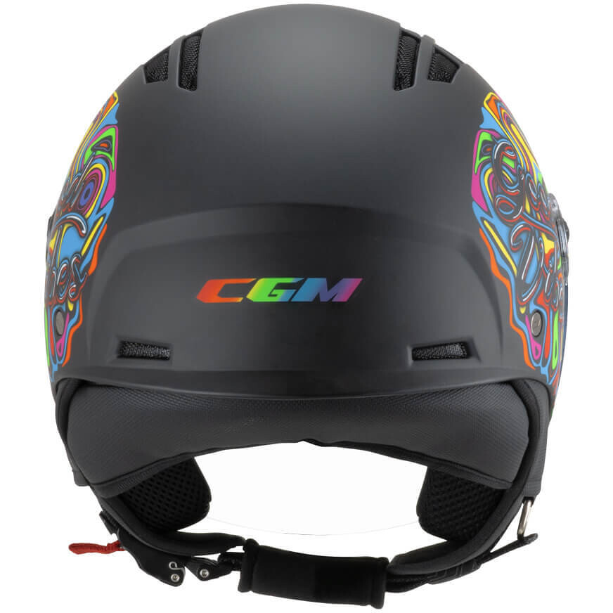 Casque de moto jet CGM 116L AIR LUCY, noir, bleu clair, vert, mat