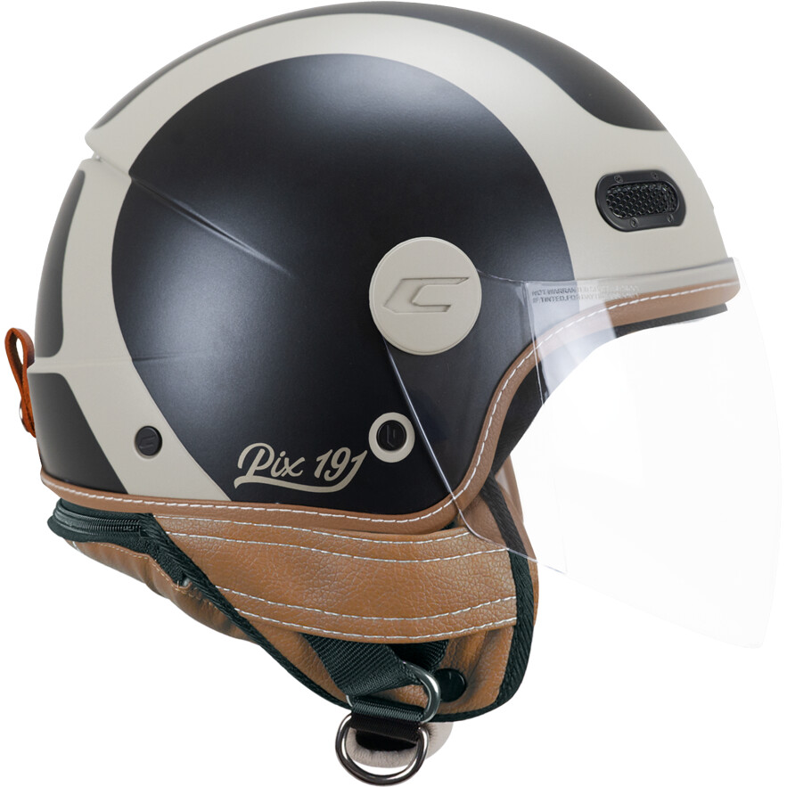 Casque de moto jet CGM 191G PIX SPRINT, beige et noir mat, longueur longue