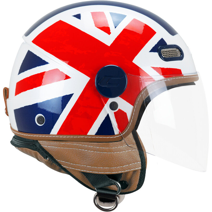 Casque de moto jet CGM 191K PIX UK blanc bleu rouge long