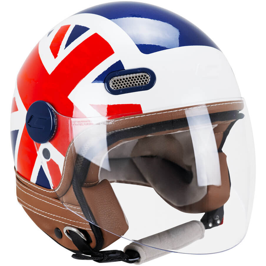 Casque de moto jet CGM 191K PIX UK blanc bleu rouge long