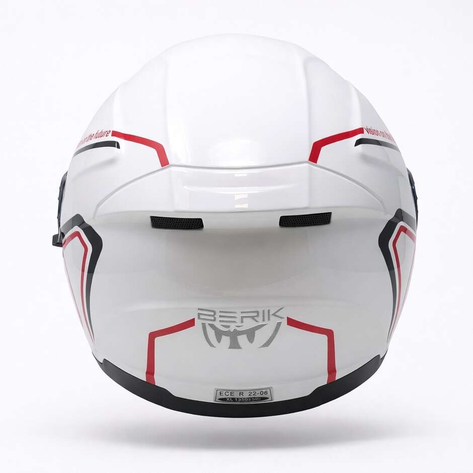 Casque de moto jet double visière Berik OF669 Basic J, blanc et rouge