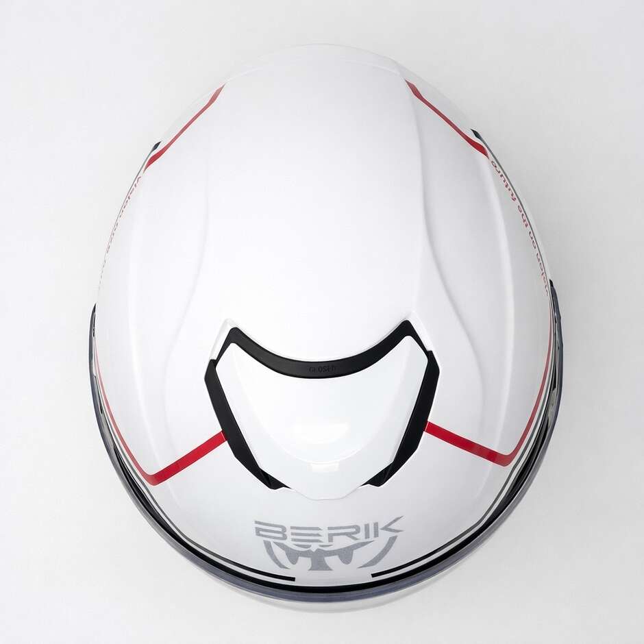 Casque de moto jet double visière Berik OF669 Basic J, blanc et rouge