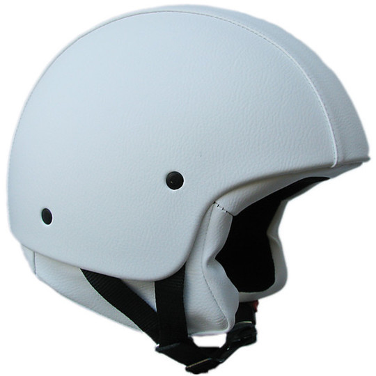 Casque de moto Jet Fashion Spirit modèle Penelope blanc recouvert d'éco-cuir
