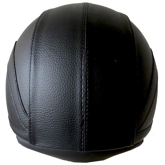 Casque de moto Jet Fashion Spirit modèle Penelope noir recouvert de cuir noir couture