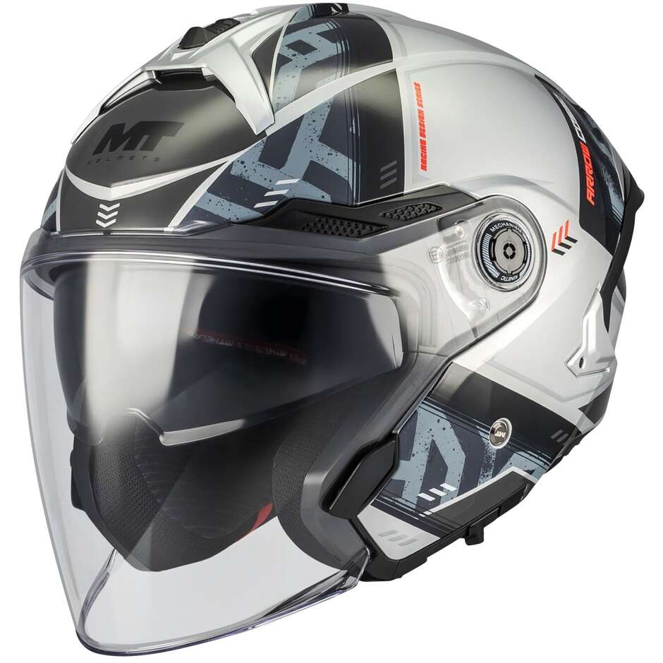 Casque de moto jet MT Helmets COSMO SV ARROW C2 Gris brillant Noir