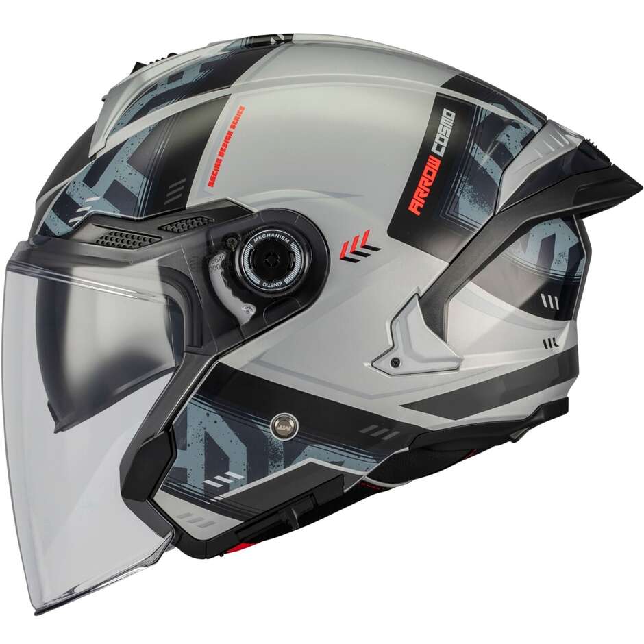 Casque de moto jet MT Helmets COSMO SV ARROW C2 Gris brillant Noir
