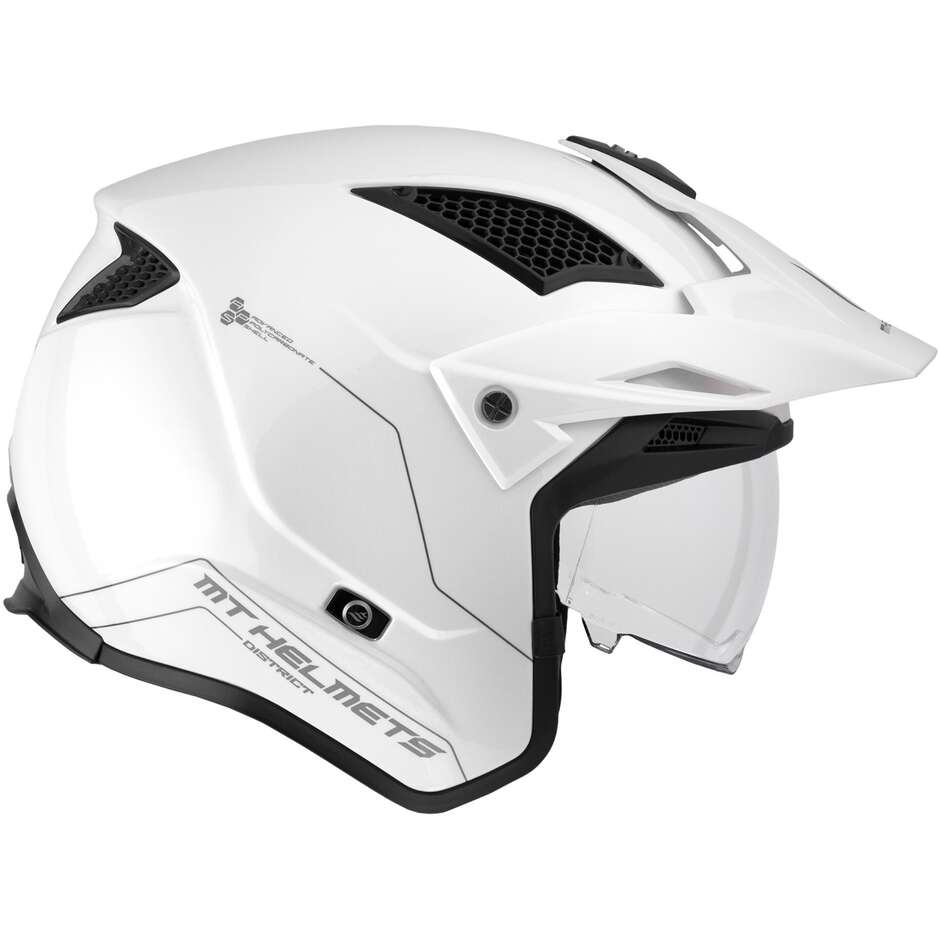 Casque de moto jet Mt Helmets DISTRICT SV S SOLID A0 blanc brillant