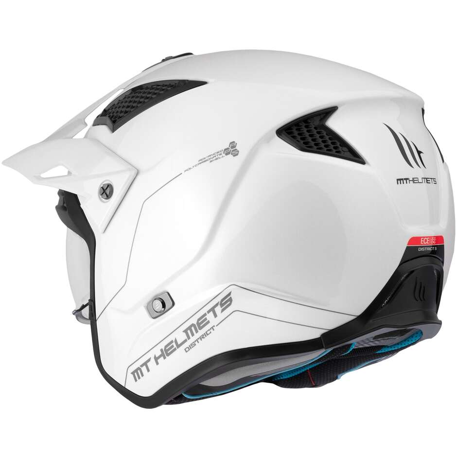 Casque de moto jet Mt Helmets DISTRICT SV S SOLID A0 blanc brillant