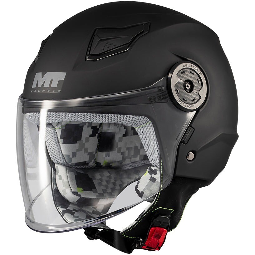 Casque de moto jet MT Helmets LITE PURE A1 pour enfants, noir mat