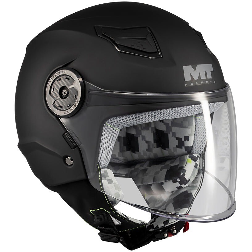Casque de moto jet MT Helmets LITE PURE A1 pour enfants, noir mat