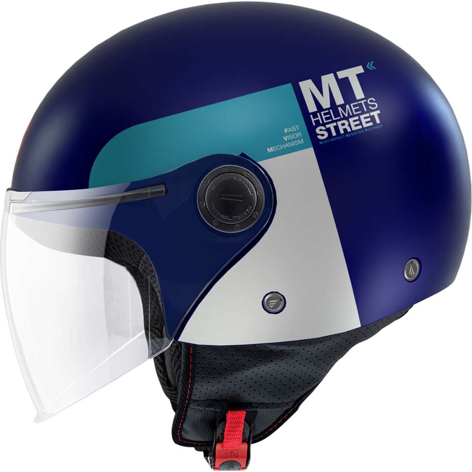 Casque de moto jet Mt Helmets STREET S 22.06 Inboard C7 bleu mat