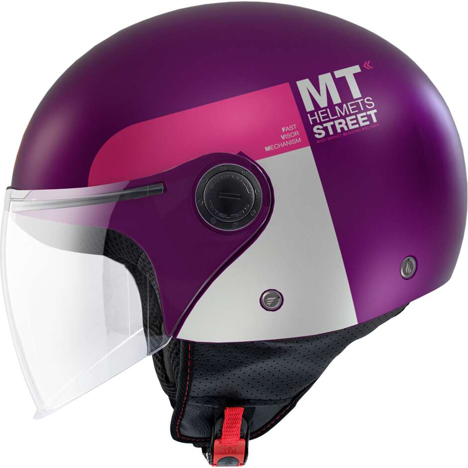 Casque de moto jet Mt Helmets STREET S 22.06 Inboard C8 rose mat
