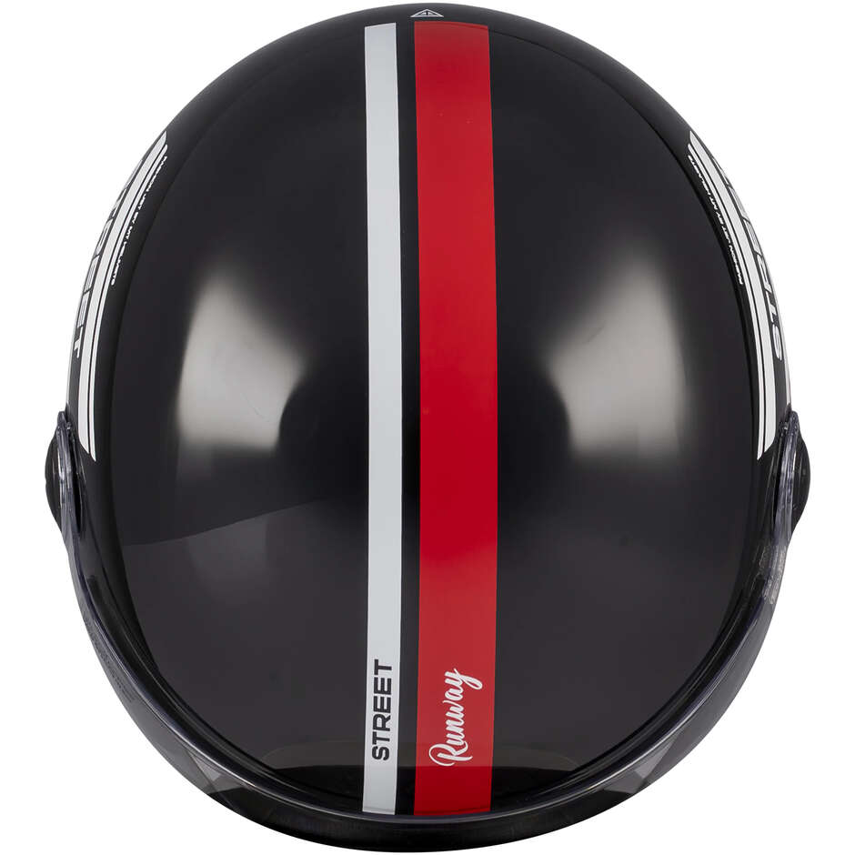 Casque de moto jet Mt Helmets Street S Runway B5 , noir et rouge brillant